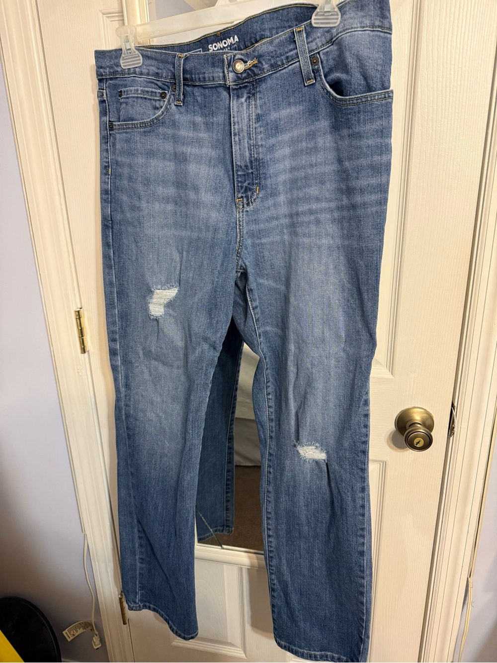 Sonoma Straight-Leg Distressed Light Blue Jeans